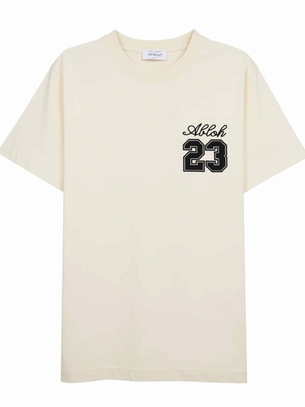 Off-White Aloha 23 Logo Organic Cotton T-Shirt Size M | Angora/Black | Worn Once